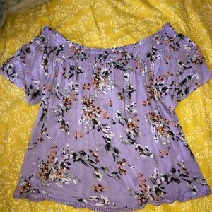 Off the shoulder floral top.